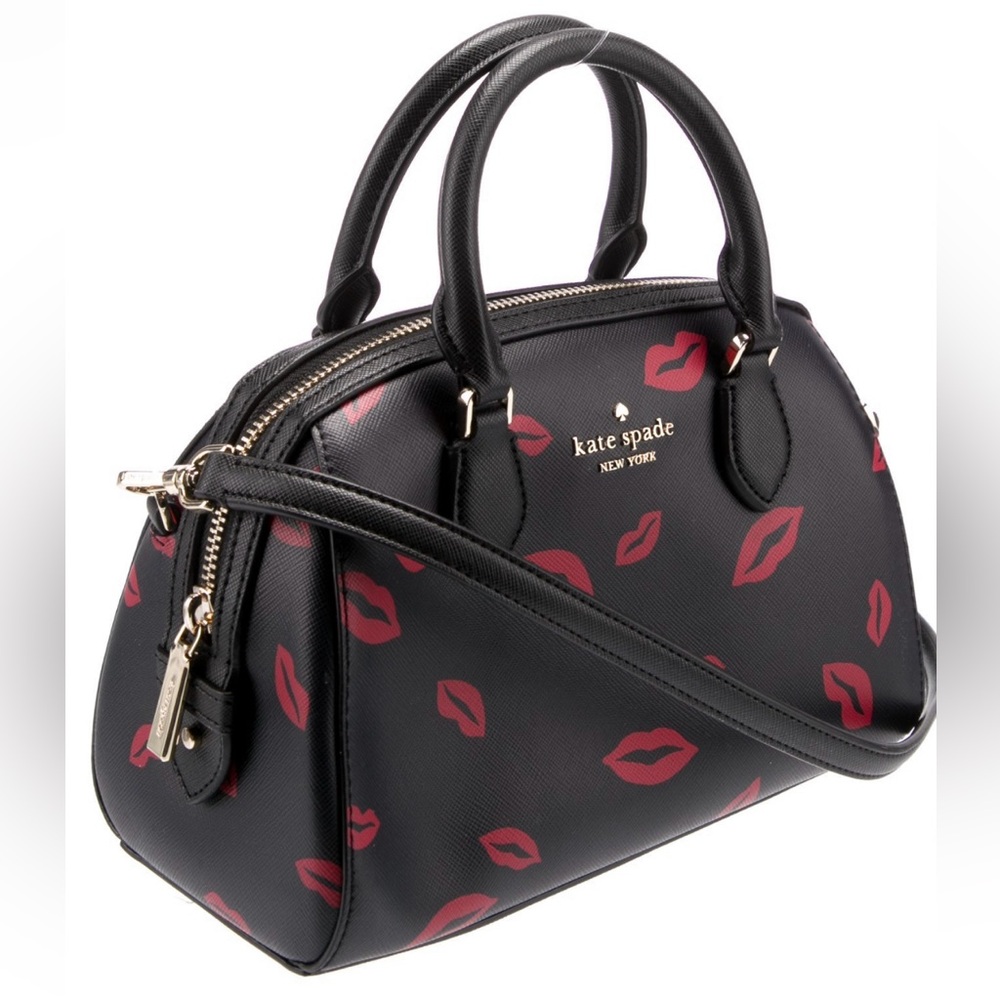 Kate Spade Small Madison Lips Toss Leather Duffle Crossbody Bag EUC 88 - Picture 3 of 13